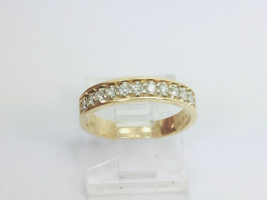 14k Yellow Gold Round Cut 22pt Diamond Row Set Ring