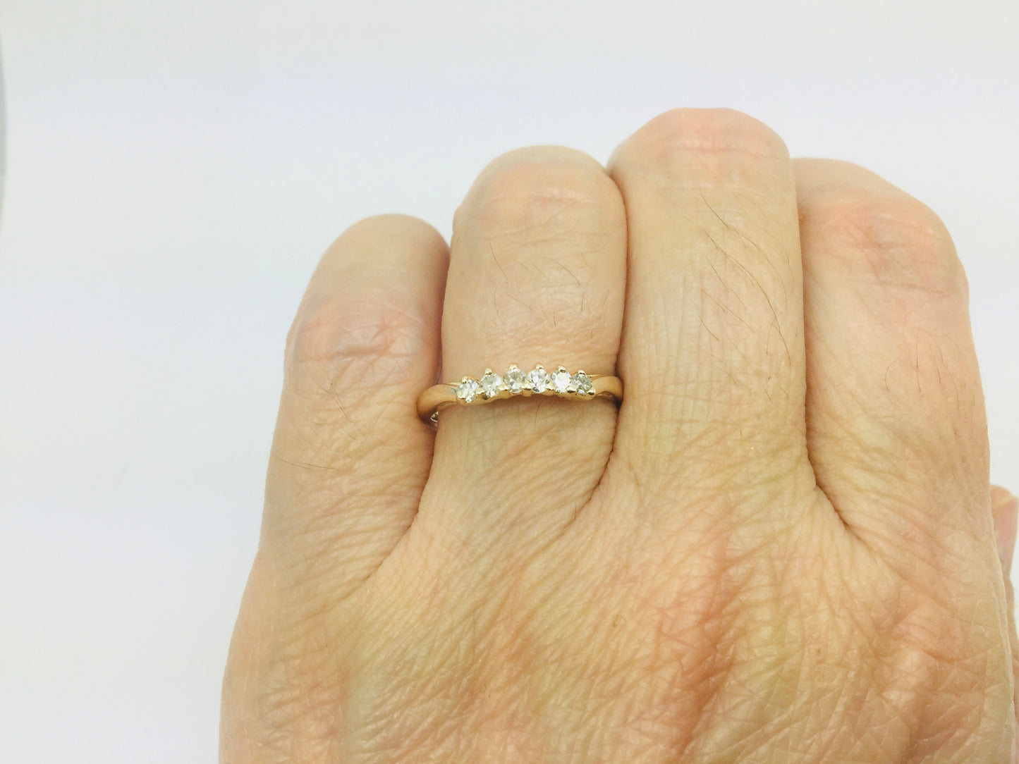 10k Yellow Gold Round Cut 20pt Row Set Diamond Ring