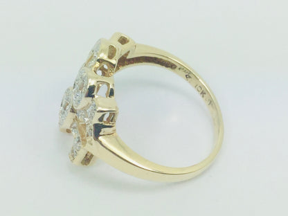 10k Yellow Gold Round Cut 15pt Diamond 'I Love You' Ring