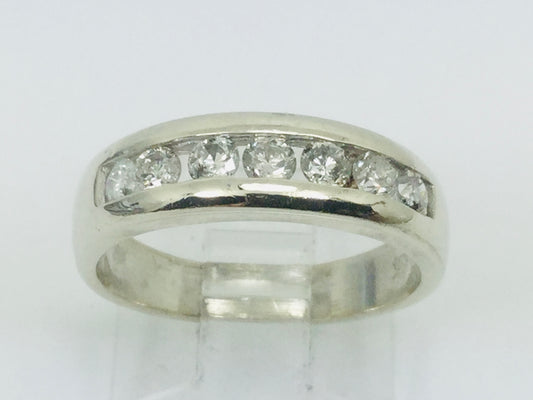 14k Yellow Gold Round Cut 42pt Channel Set Diamond Band Ring