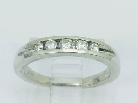 14k White Gold Round Cut 20pt Channel Set Diamond Band Ring