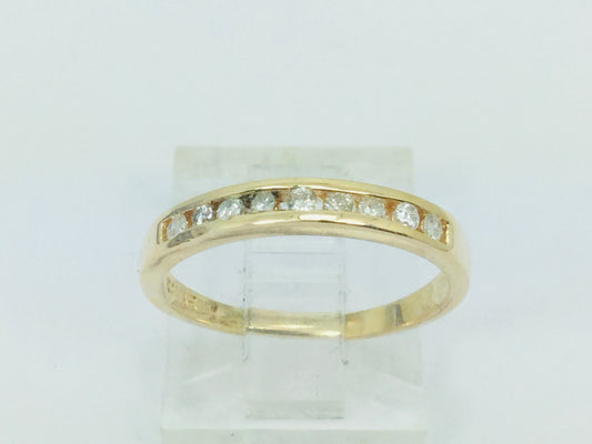 14k Yellow Gold Round Cut 14pt Channel Set Diamond Band Ring