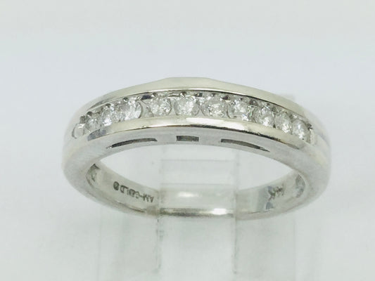 14k White Gold Round Cut 20pt Channel Set Diamond Band Ring