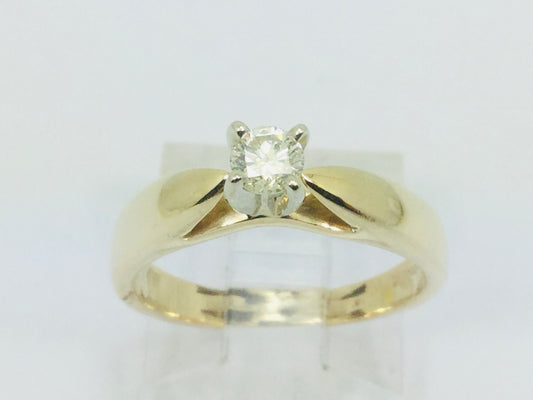 14k Yellow Gold Round Cut 17pt Solitaire Diamond Ring