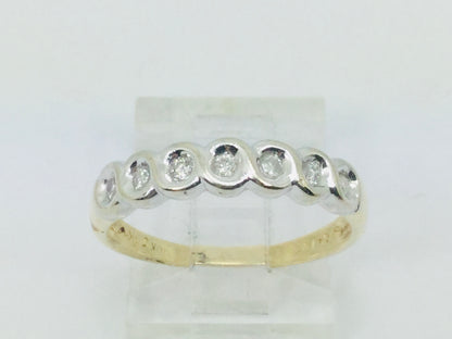 10k White & Yellow Gold Round Cut 14pt Diamond Row Set Ring