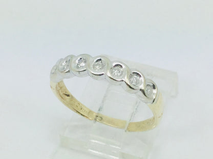 10k White & Yellow Gold Round Cut 14pt Diamond Row Set Ring