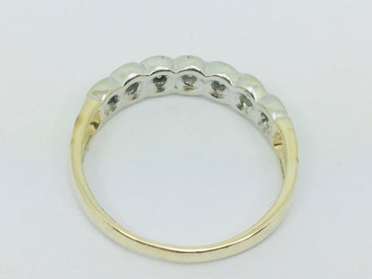 10k White & Yellow Gold Round Cut 14pt Diamond Row Set Ring