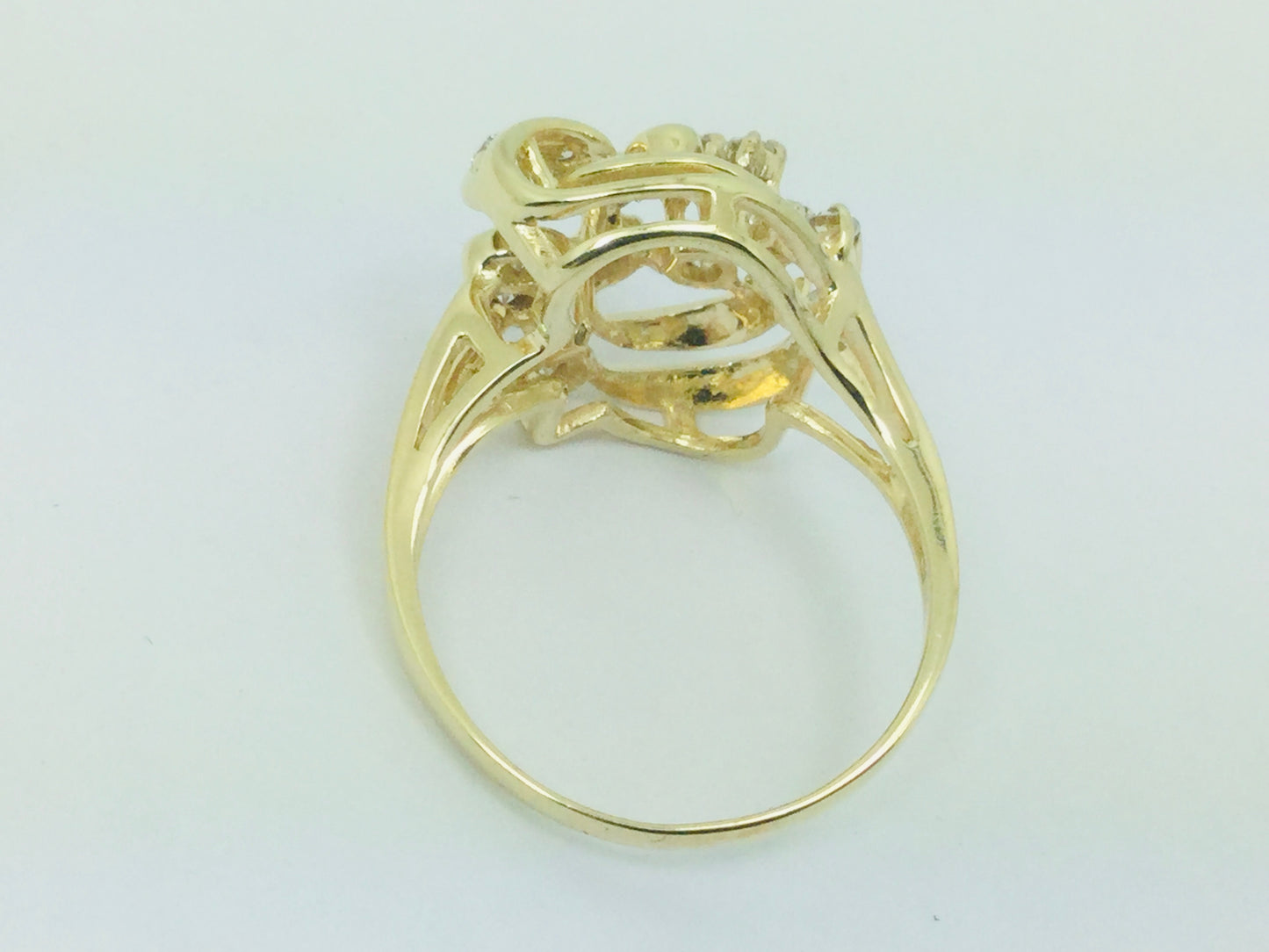 14k Yellow Gold Round Cut 35pt Diamond Cluster Ring