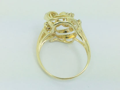 14k Yellow Gold Round Cut 35pt Diamond Cluster Ring