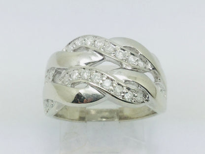 14k White Gold Round Cut 36pt Diamond Row Set Ring