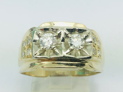 14k Yellow and White Gold Round Cut 56pt Diamond Ring