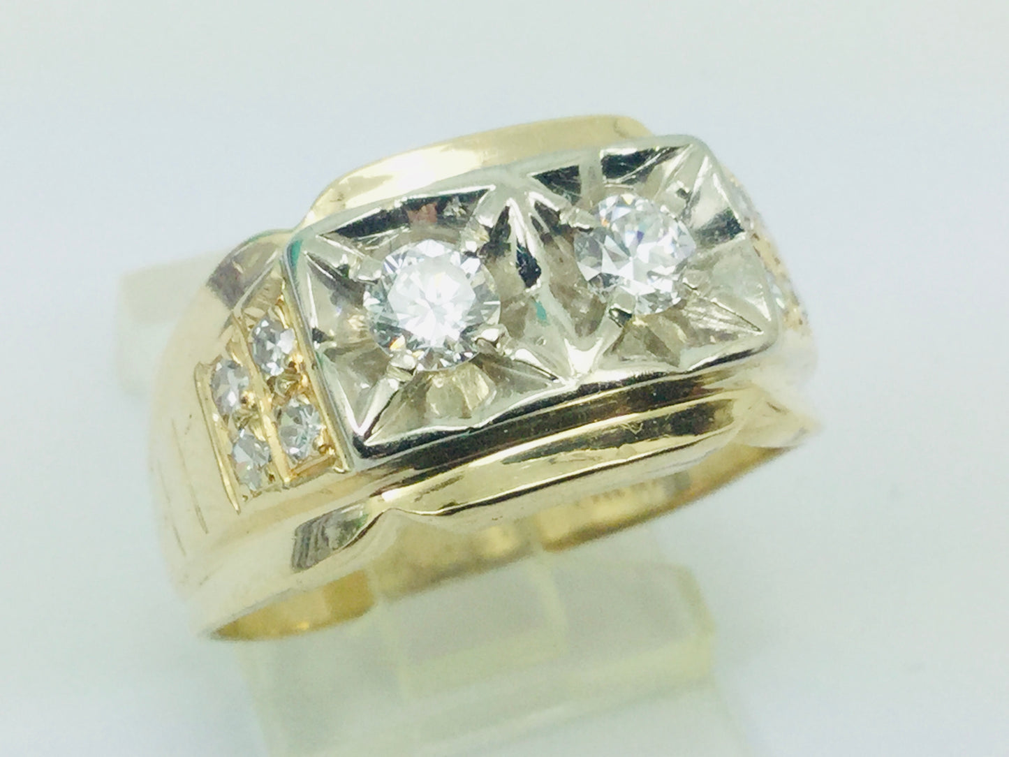 14k Yellow and White Gold Round Cut 56pt Diamond Ring