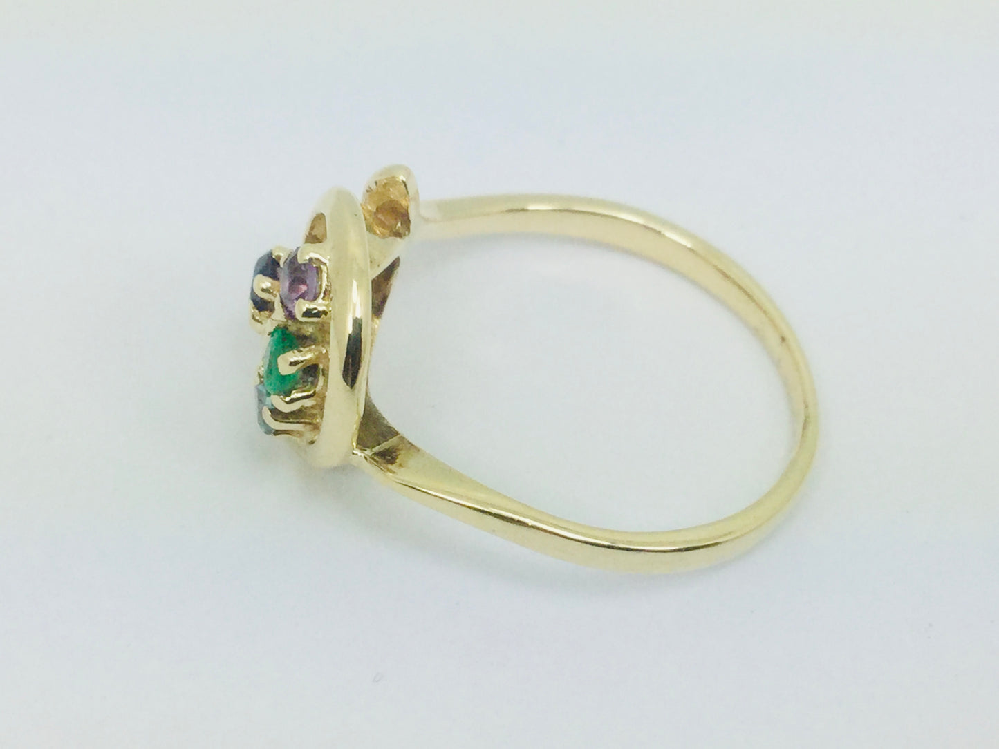 10k Yellow Gold Round Cut 4 Stone Family Ring