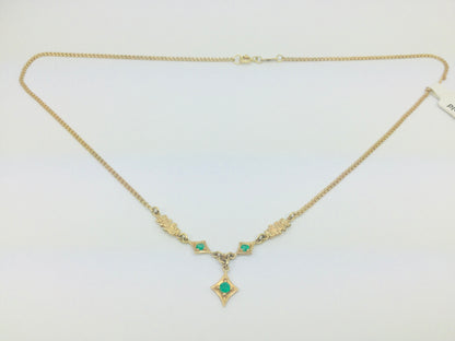 18k Yellow Egyptian Gold Round Cut 14pt Emerald Chain