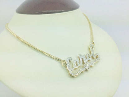 10k Yellow Gold Round Cut 0.68ct Diamond 'Carol' Name Necklace