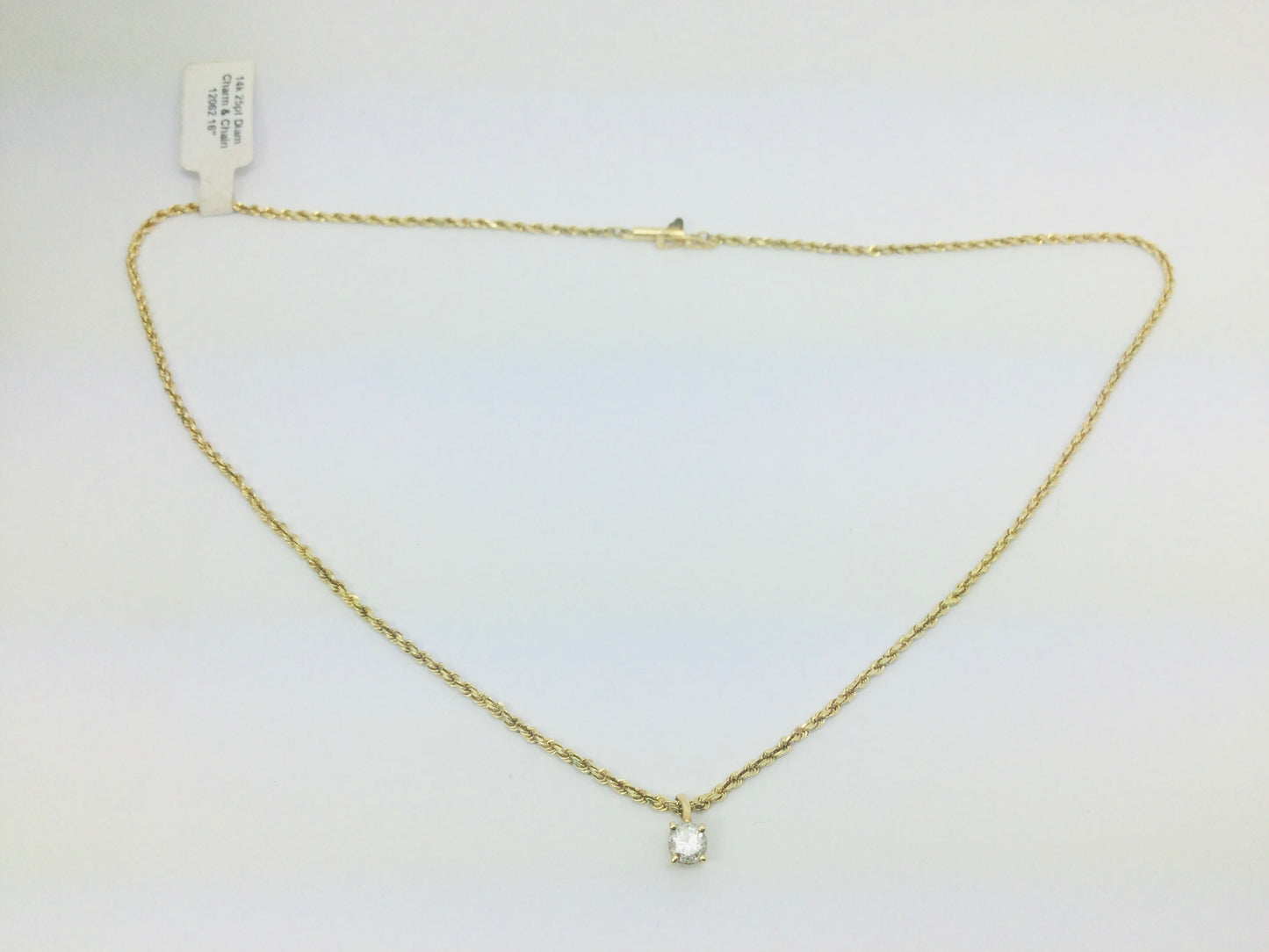 14k Yellow Gold Round Cut 0.25ct Diamond Solitaire Necklace