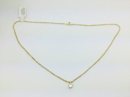 14k Yellow Gold Round Cut 0.25ct Diamond Solitaire Necklace