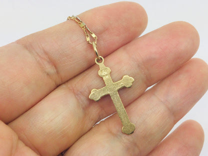 10k Yellow Gold Cross Pendent & White and Yellow Gold Chain Necklace