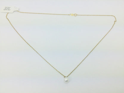 10k Yellow Gold Genuine Pearl June Birthstone Necklace