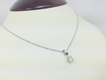 14k White Gold Round Cut 0.3ct Diamond Solitaire Necklace