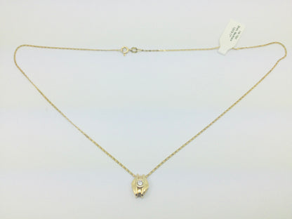 14k Yellow Gold Round Cut 10pt Diamond Solitaire Necklace