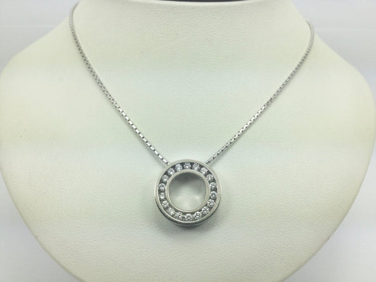 19k White Gold Round Cut 0.90ct Diamond Eternity Pendent and 18k White Gold Chain Necklace