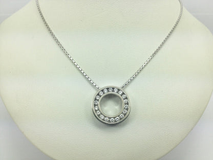 19k White Gold Round Cut 0.90ct Diamond Eternity Pendent and 18k White Gold Chain Necklace