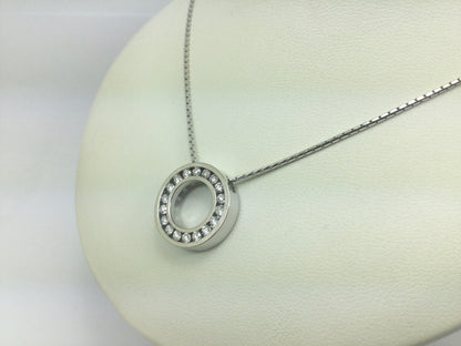 19k White Gold Round Cut 0.90ct Diamond Eternity Pendent and 18k White Gold Chain Necklace