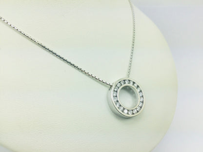 19k White Gold Round Cut 0.90ct Diamond Eternity Pendent and 18k White Gold Chain Necklace