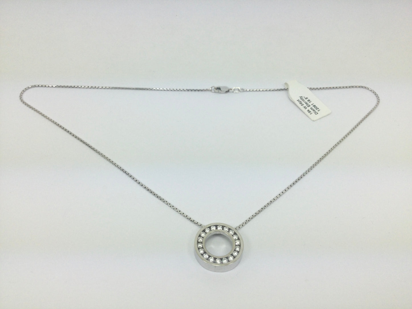 19k White Gold Round Cut 0.90ct Diamond Eternity Pendent and 18k White Gold Chain Necklace