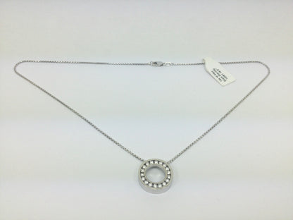 19k White Gold Round Cut 0.90ct Diamond Eternity Pendent and 18k White Gold Chain Necklace