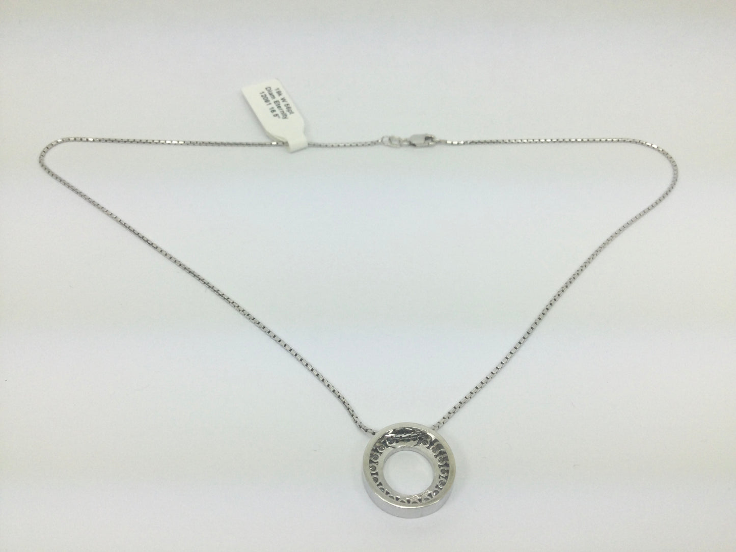 19k White Gold Round Cut 0.90ct Diamond Eternity Pendent and 18k White Gold Chain Necklace