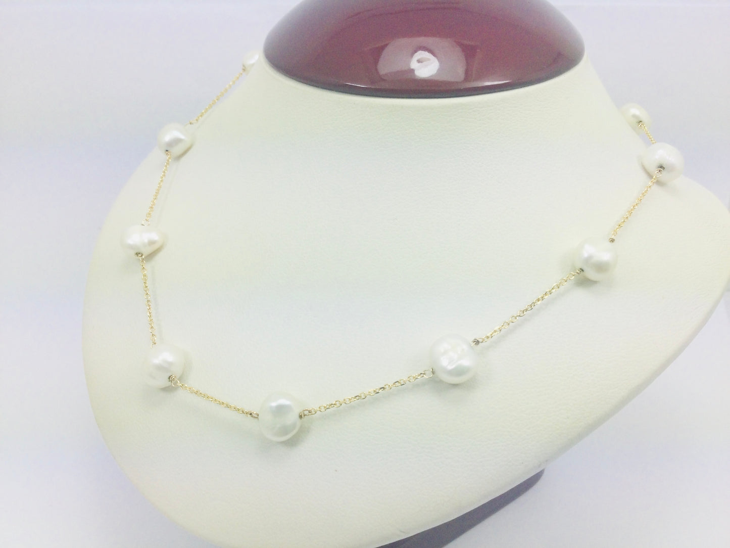 14k Yellow Gold Genuine Pearl June Birthstone Necklace