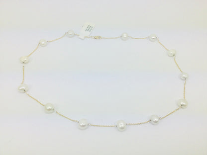 14k Yellow Gold Genuine Pearl June Birthstone Necklace