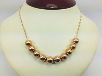 14k Rose Gold Ten Sliding Balls Necklace