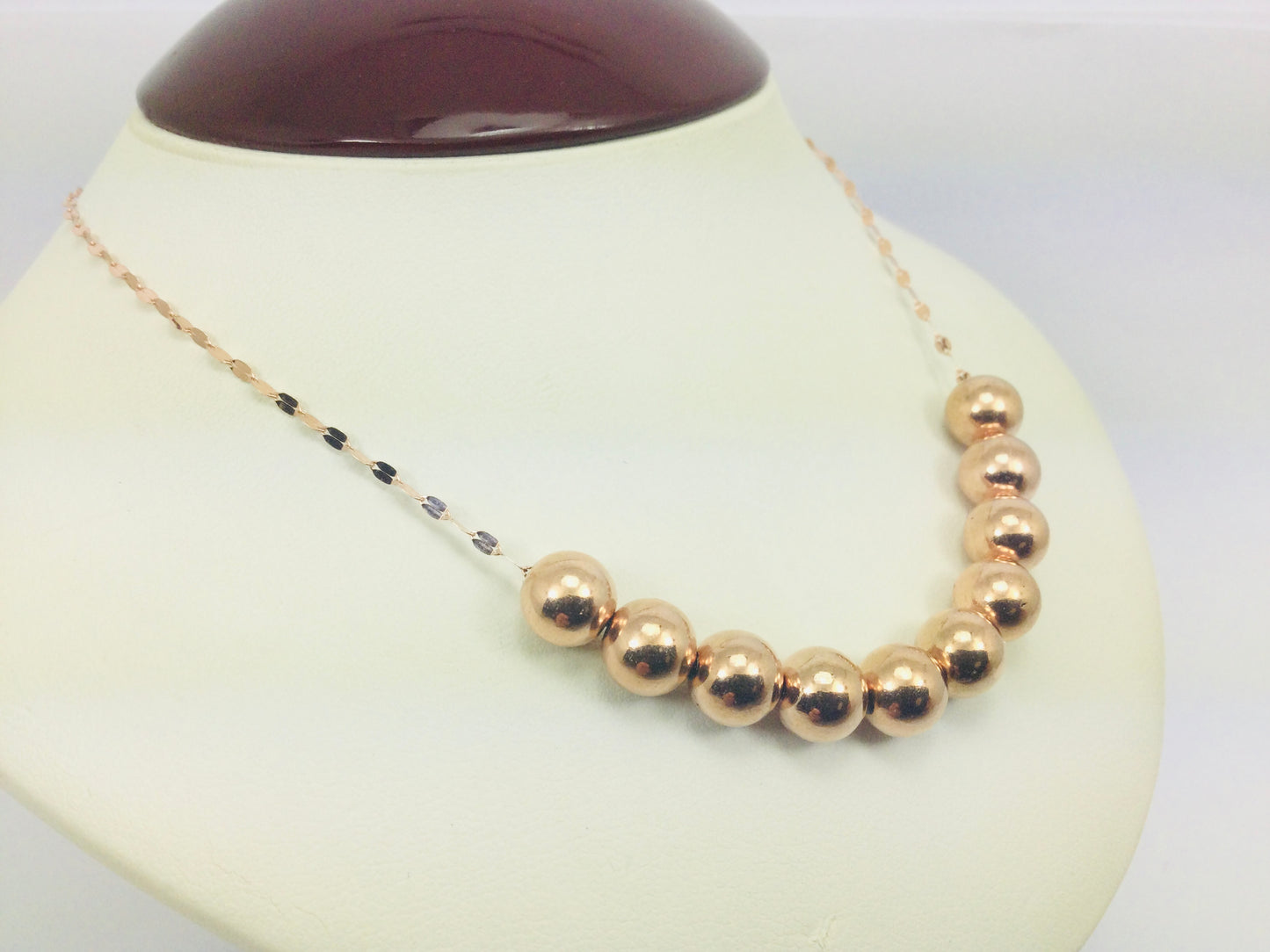 14k Rose Gold Ten Sliding Balls Necklace