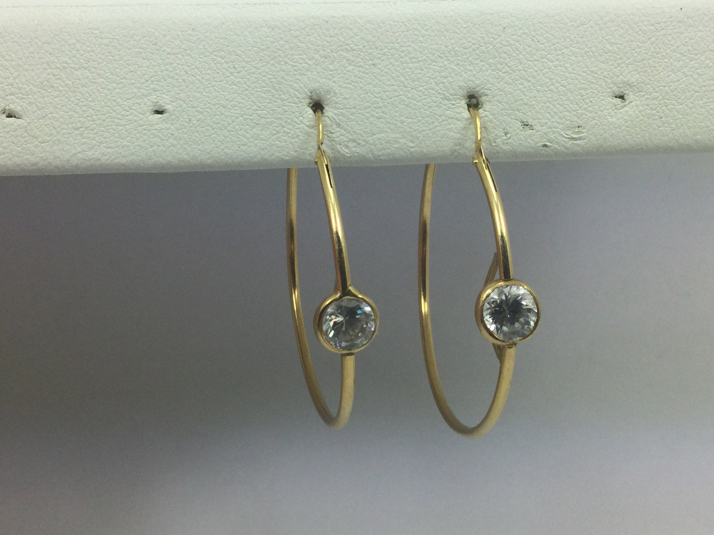 14k Yellow Gold Round Cut 7mm Cubic Zirconia (CZ) Hoop Earrings