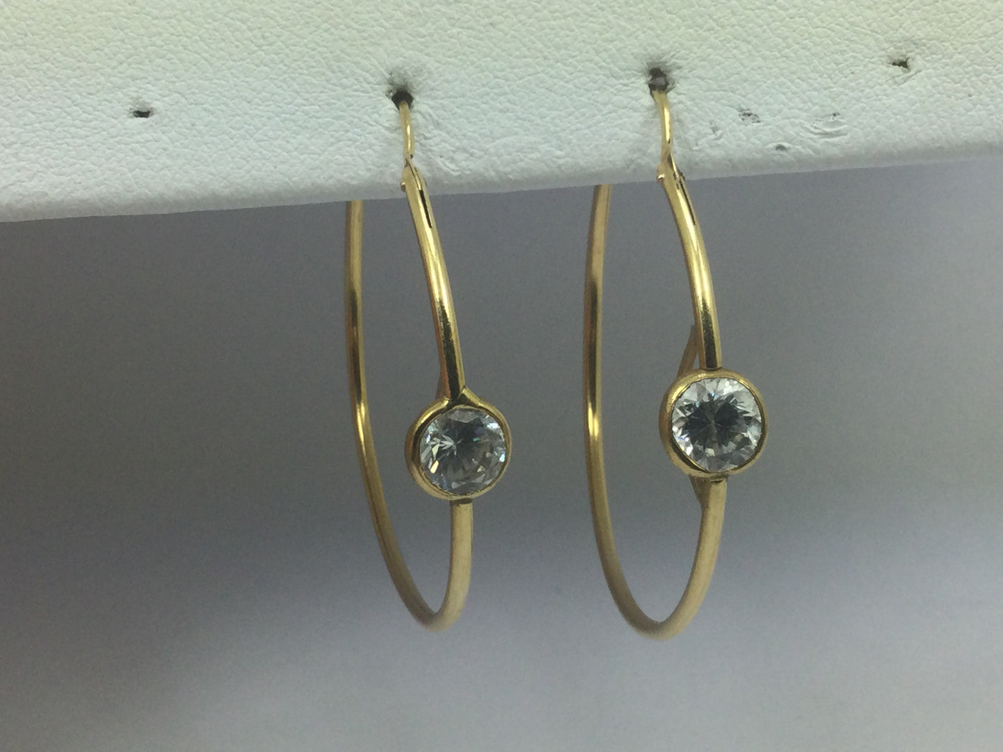 14k Yellow Gold Round Cut 7mm Cubic Zirconia (CZ) Hoop Earrings