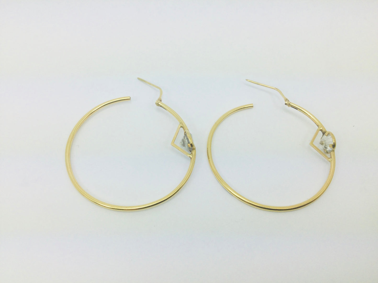 14k Yellow Gold Round Cut 7mm Cubic Zirconia (CZ) Hoop Earrings