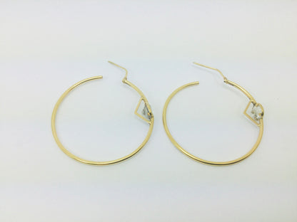 14k Yellow Gold Round Cut 7mm Cubic Zirconia (CZ) Hoop Earrings