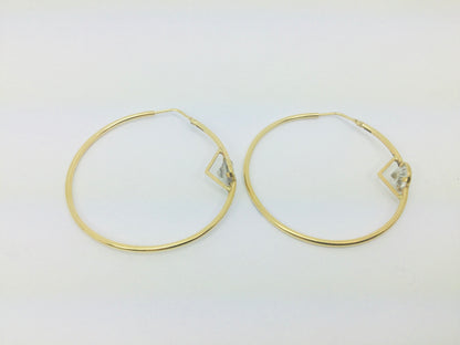 14k Yellow Gold Round Cut 7mm Cubic Zirconia (CZ) Hoop Earrings