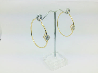 14k Yellow Gold Round Cut 7mm Cubic Zirconia (CZ) Hoop Earrings