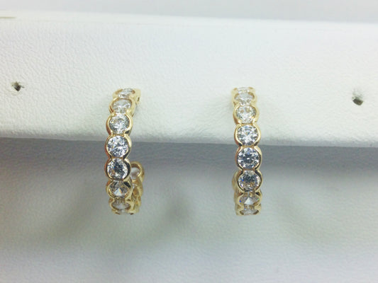 14k Yellow Gold Round Cut Cubic Zirconia (CZ) Earrings