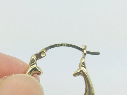 10k Yellow Gold Round Circular Dolphin Hoop Earrings