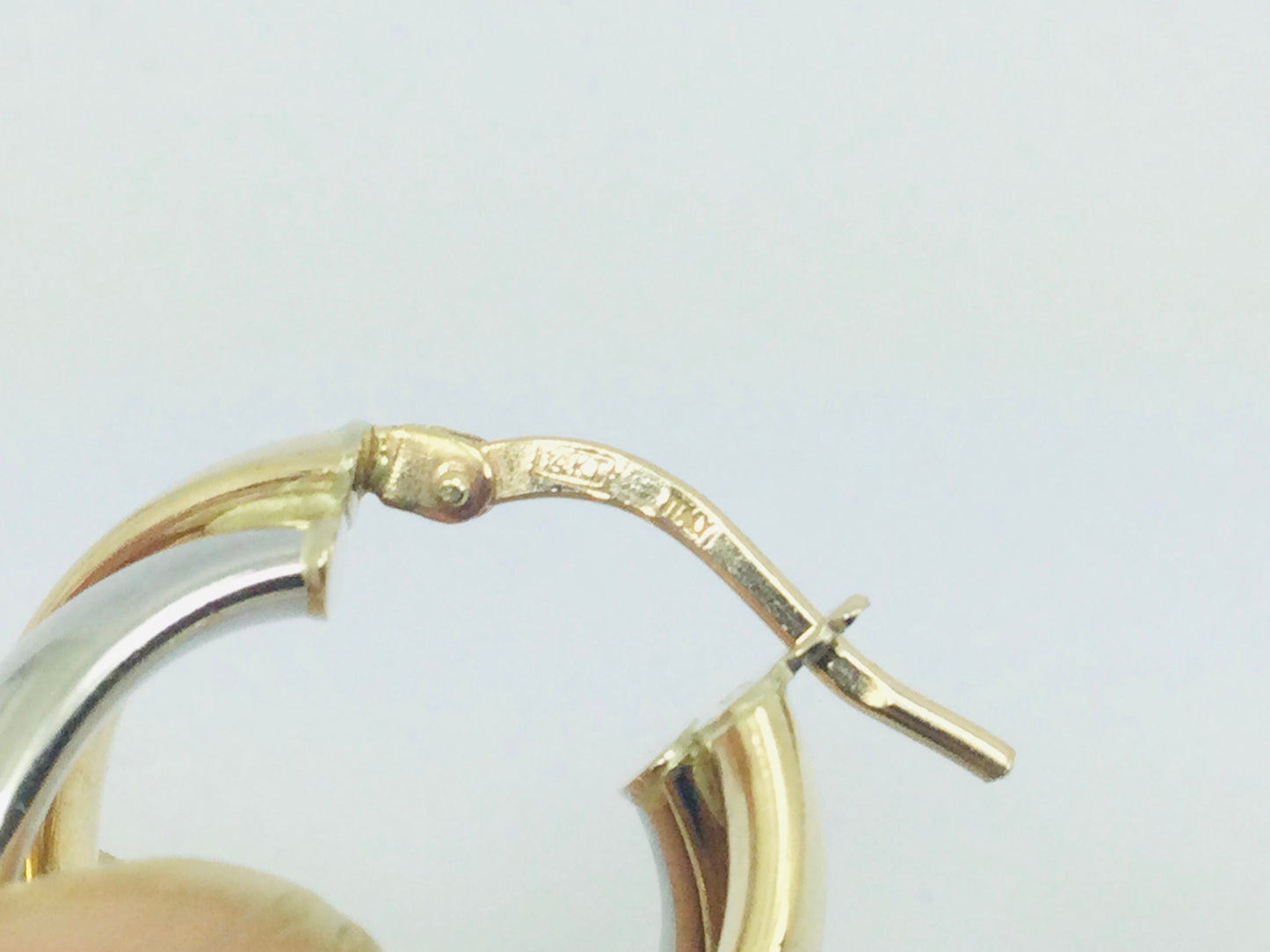 14k White and Yellow Gold Round Circular Hoop Earrings