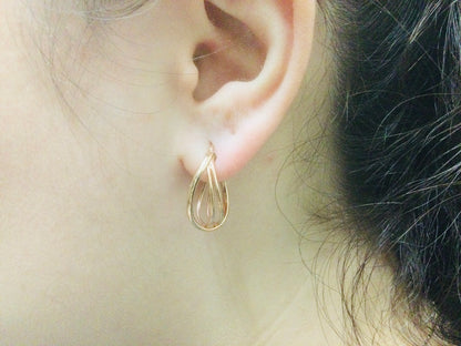 14k Rose Gold Three Strand Oval Hoop Earrings