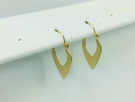 14k Yellow Gold Pointed Hoop Earrings