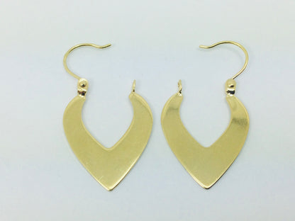 14k Yellow Gold Pointed Hoop Earrings