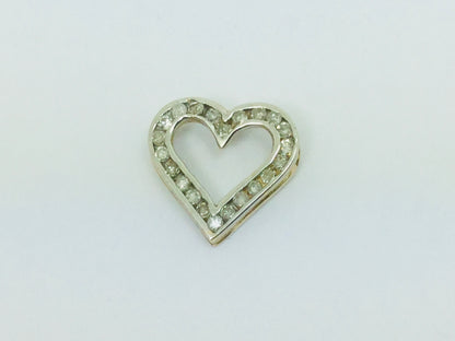 10k Yellow Gold Round Cut 11pt Diamond Heart Pendent