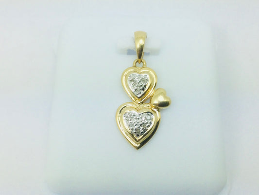 14k Yellow Gold Round Cut 9pt Diamond Heart Pendent